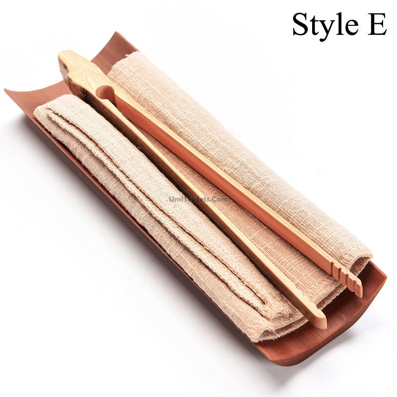Premium Bamboo Tea Tray Set with Towel and Clip - Perfect for Chinese Gongfu Tea Ceremony, Home Tea Brewing, and Relaxing Afternoon Tea Time