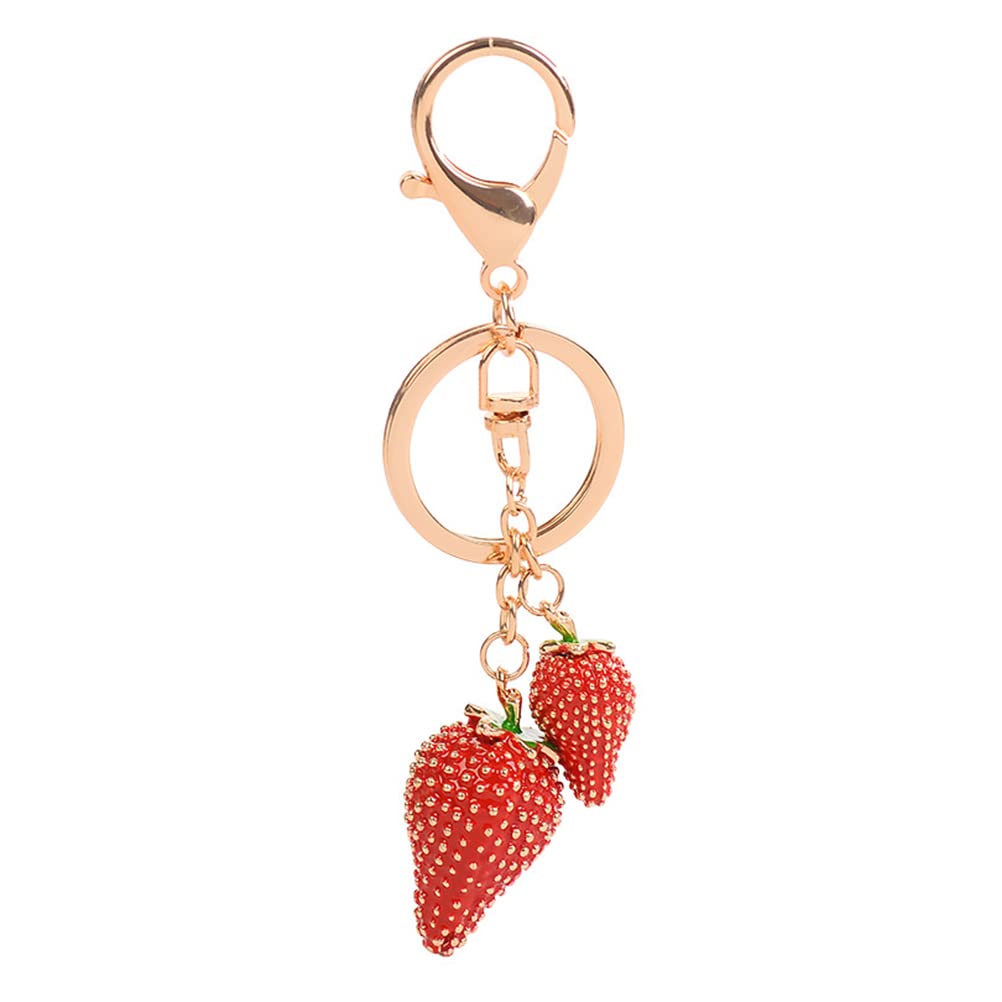 LUOZZY Strawberry Keychain for Women - Cute Fruit Keyring Bag Pendant, Perfect Birthday Gift for Girls & Women - Great for Backpacks, Purses, Luggage & Gift Giving