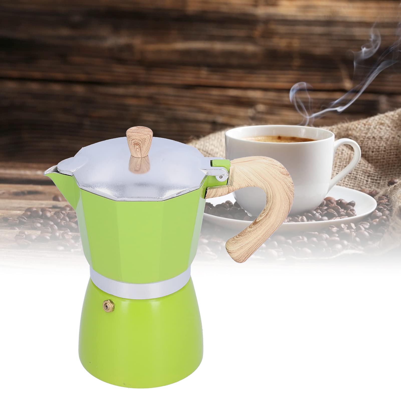 Premium 300ML Aluminum Alloy Coffee Pot with Ergonomic Handle - Durable Home & Office Coffee Maker (Green) | Perfect for Morning Brews, Office Coffee Breaks & Camping Trips