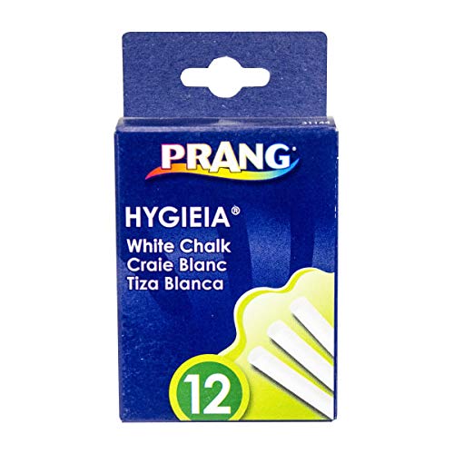 Prang® Hygieia® Dustless White Chalk - Box of 12 Pieces | Non-Toxic Classroom & Home Chalkboard Writing for Teachers & Kids