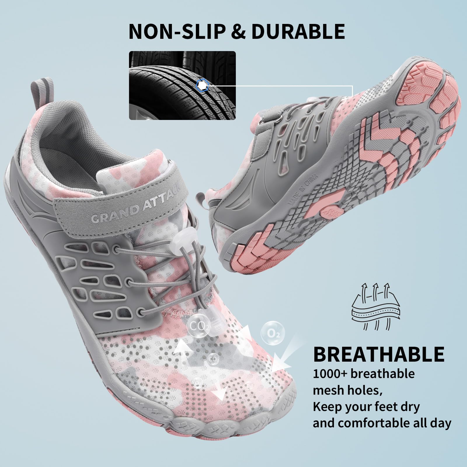 Grand Attack Barefoot Shoes for Women - Minimalist Zero Drop Lightweight Cross-Trainers | Perfect for Wrestling, Boxing, Weightlifting & Walking | Gym, Martial Arts & Outdoor Activities
