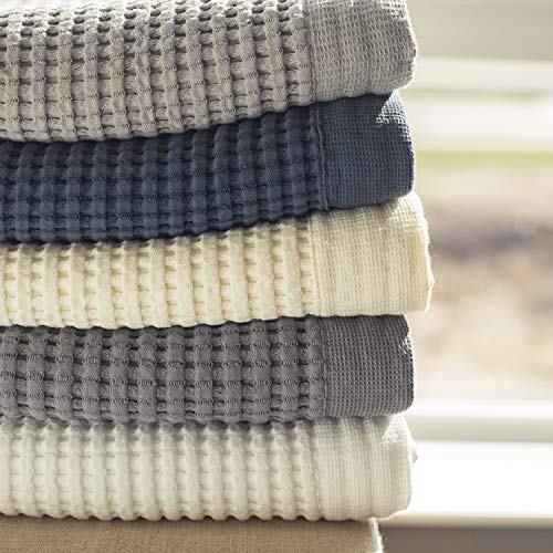 GILDEN TREE Quick Dry Waffle Towel Set - 2 Bath Towels, 2 Hand Towels & 2 Washcloths | Ultra Absorbent, Lightweight & Soft | Modern Style (Midnight Blue) | Perfect for Bathroom, Spa, Gym & Beach Use