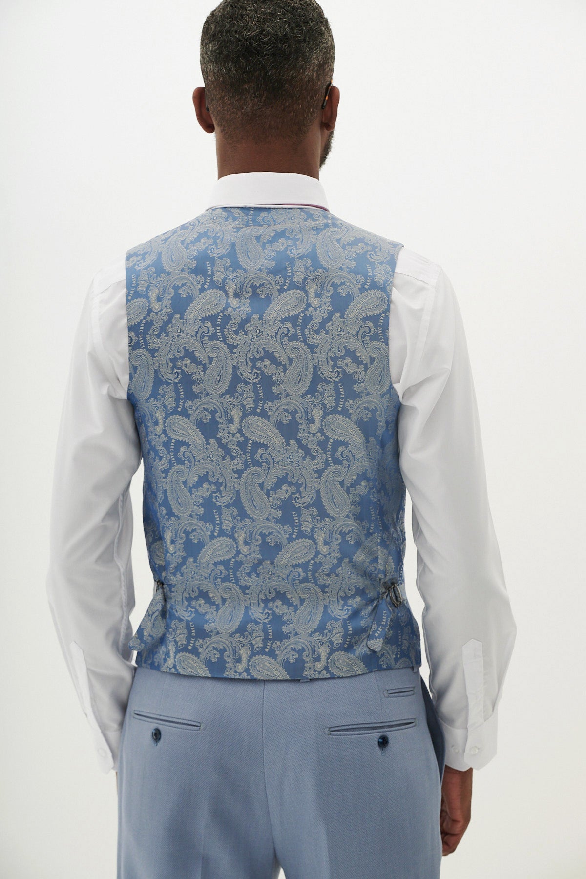 HM5 Sky Blue Single Breasted Waistcoat for Men - Slim Fit Formal Vest for Weddings, Business & Office Wear