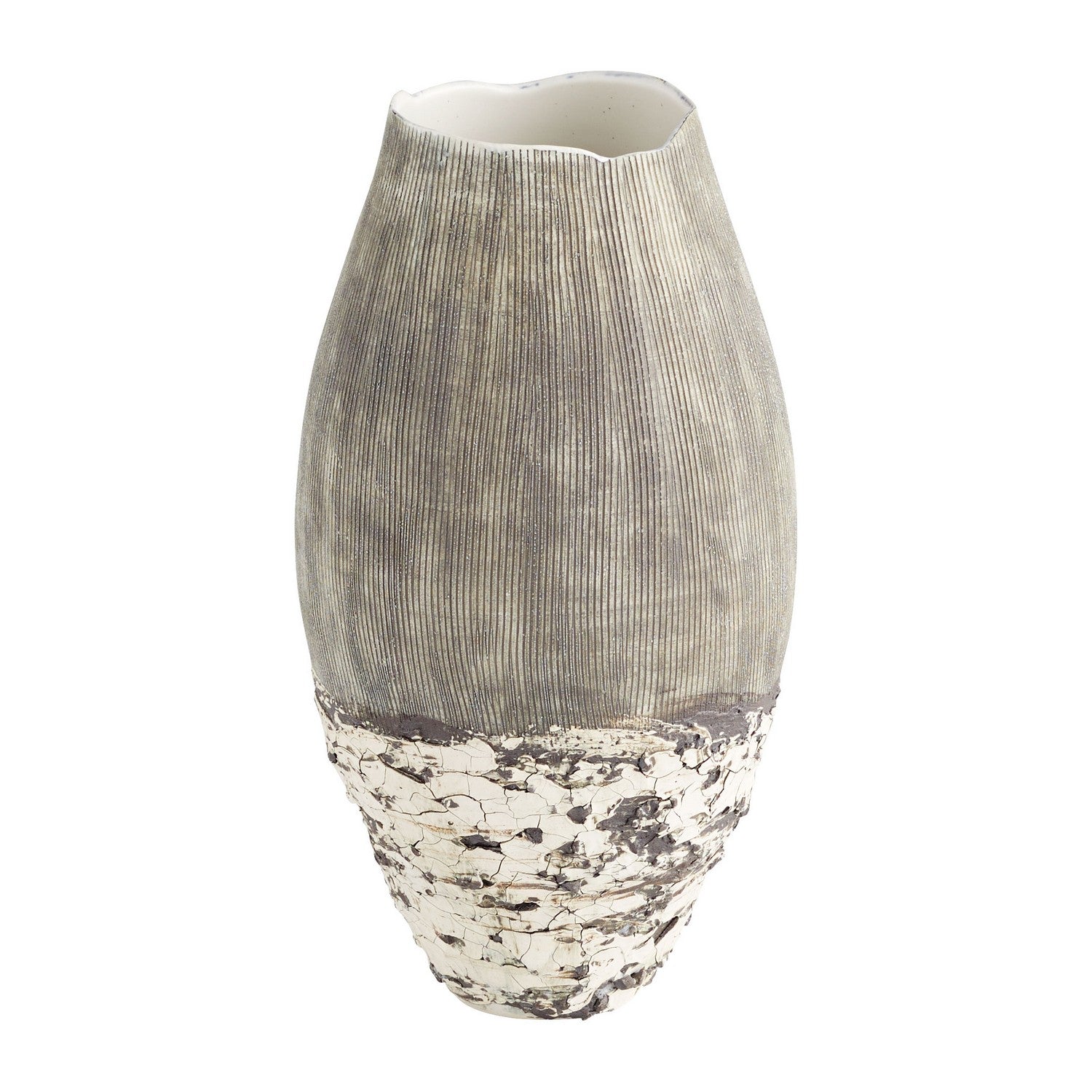 Cyan Design 11412 Calypso Vase - Medium Size Off White & Brown Ceramic Vase for Home Decor, Wedding Centerpiece, and Living Room Table Decor