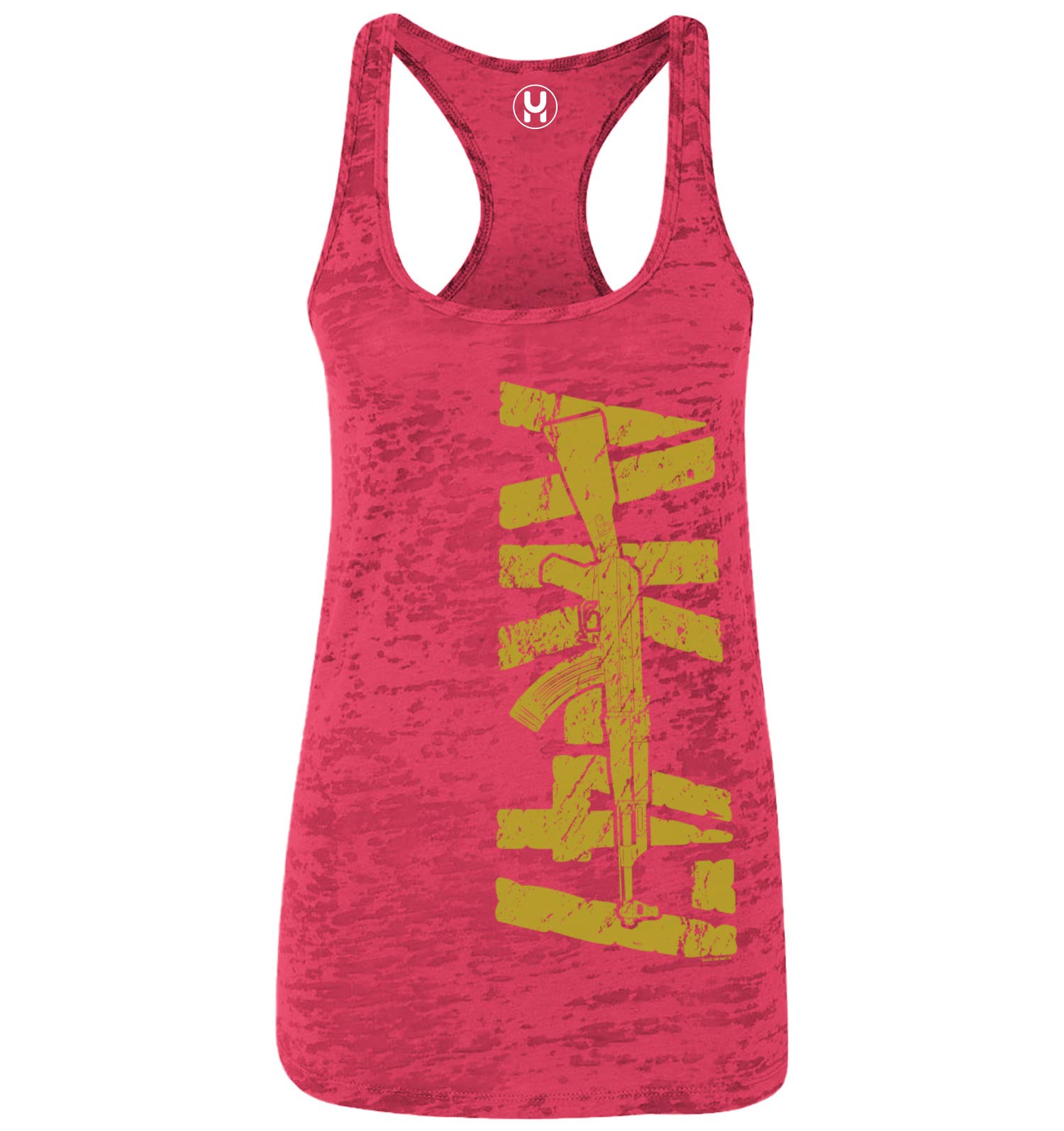 Gold AK-47 Pro Gun 2nd Amendment Women's Racerback Tank Top - Patriotic Shooting Range & Outdoor Activities Apparel