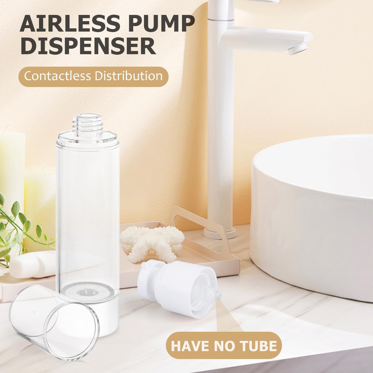 **Bonzella 100ML Airless Pump Jars (Pack of 2) – Refillable Cosmetic Bottles for Cream, Gel & Lotion – Leak-Proof Vacuum Dispenser – Perfect for Skincare, Makeup & Travel**    *(Ideal for storing serums, moisturizers, foundations, and beauty essentials on the go!)*
