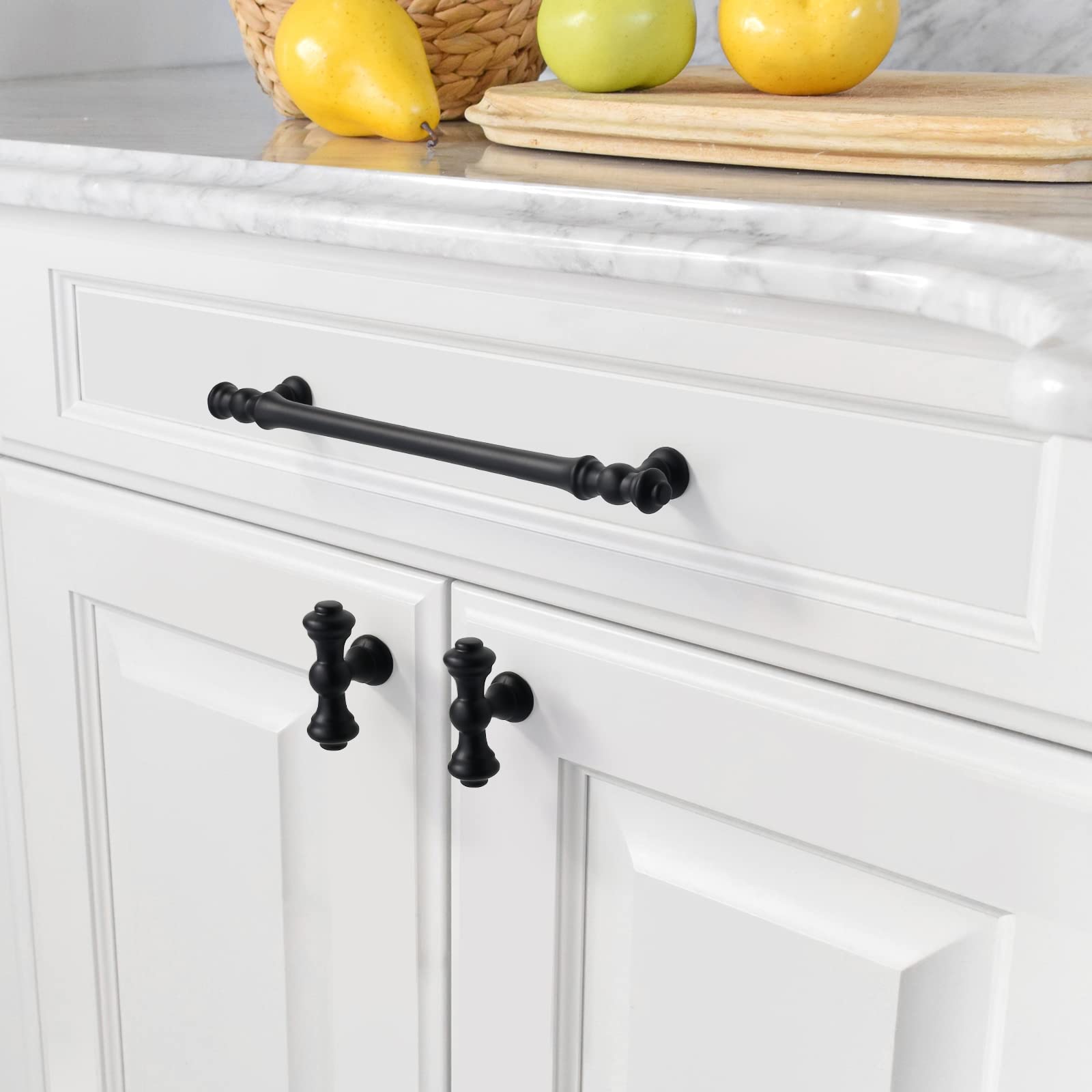 Asidrama 6 Pack 7.5 Inch (192mm) Matte Black Cabinet Handles - Modern Kitchen Cabinet Pulls & Drawer Handles for Cupboards, Dressers & Furniture (Perfect for Home Renovation & DIY Projects)