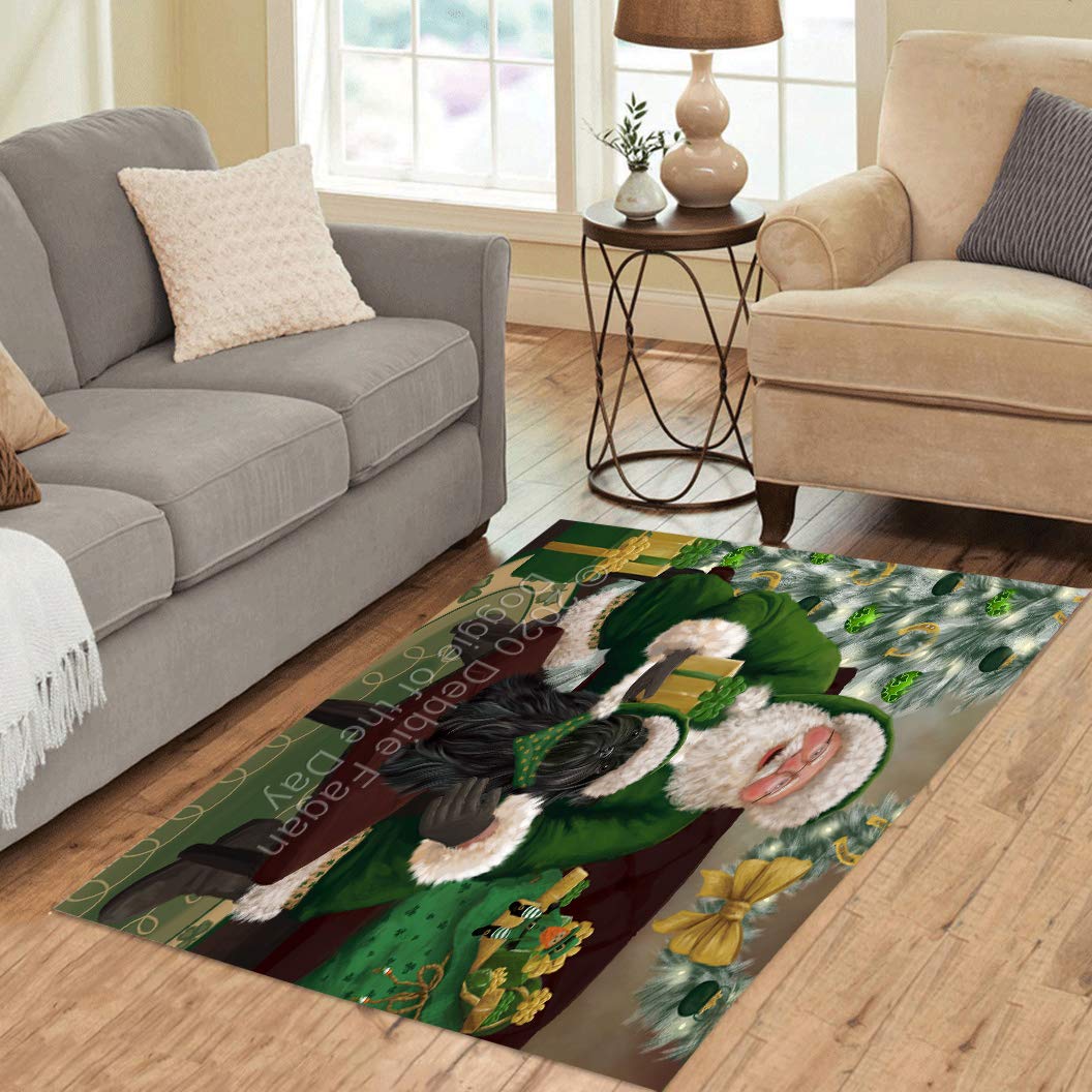 Christmas Irish Santa with Gift and Affenpinscher Dog Area Rug - Ultra Soft Cute Pet Printed Floor Carpet - Unique Style Decorative Rug for Dog Lovers (10'x3'3'') - Perfect for Living Room, Bedroom, or Pet-Friendly Home Decor