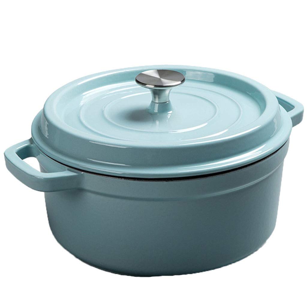 Premium 20cm Cast Iron Enamel Dutch Oven - Green Kitchen Stockpot for Cooking, Stewing & Simmering | Perfect for Soups, Stews, Pasta & Family Meals | Stovetop & Oven Safe Cookware for Home Chefs
