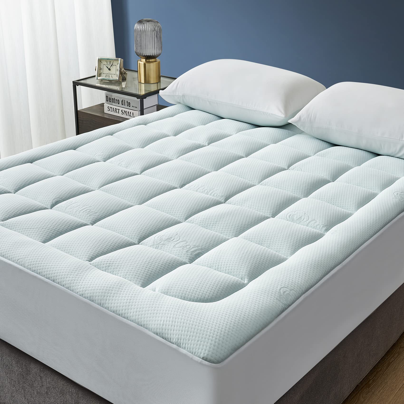 EHEYCIGA Twin Mattress Topper - 3 Inch Memory Foam Mattress Pad with 100% Cotton Cover, Deep Pocket Fits 8-21 Inch Mattress, 39x75 Inches, White - Perfect for Guest Beds, Dorm Rooms & Back Pain Relief