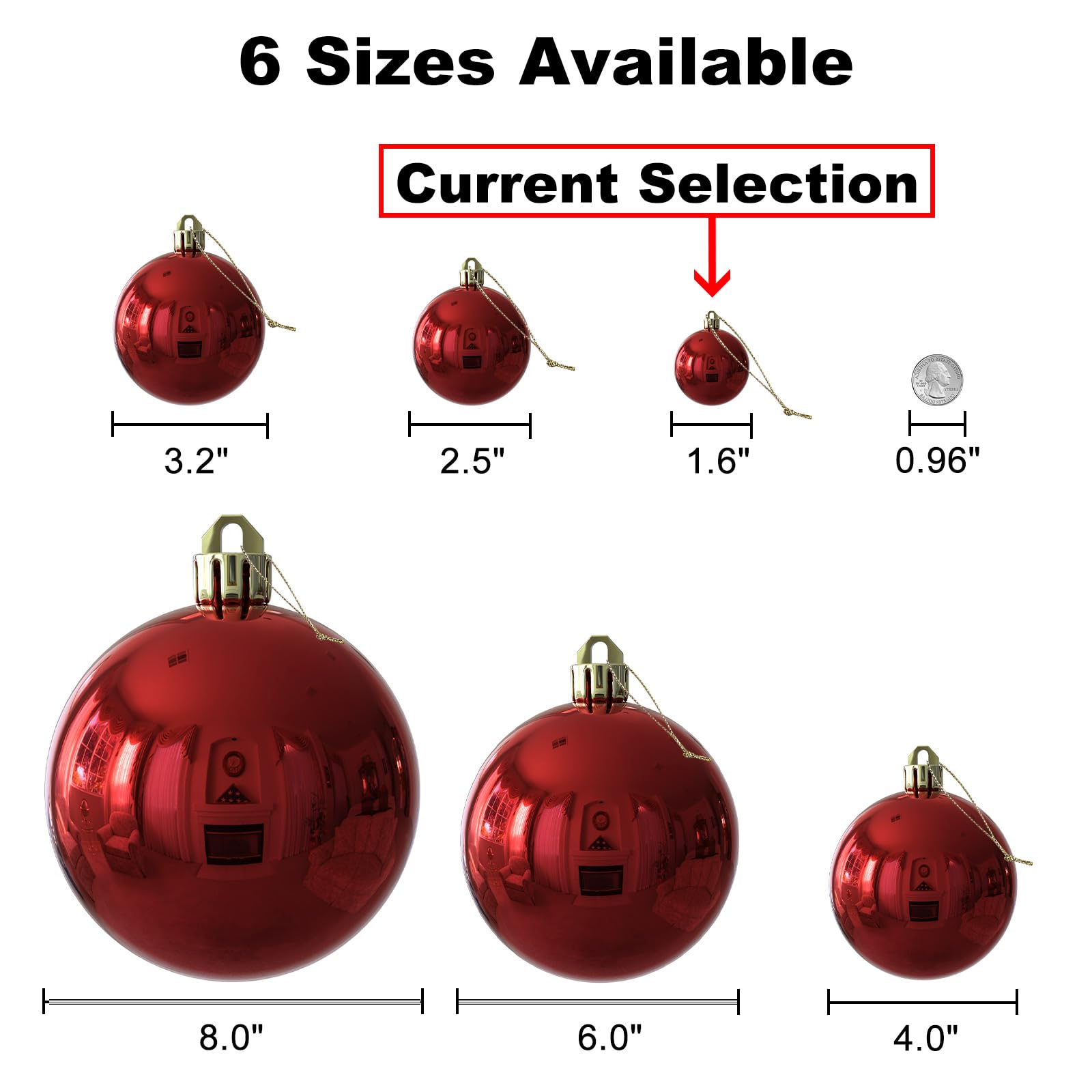 1.6 Inch Red & Gold Shatterproof Christmas Tree Ornaments - 36 Pack Holiday Decorations for Xmas, Birthday, Halloween & Wedding (Indoor/Outdoor Use)
