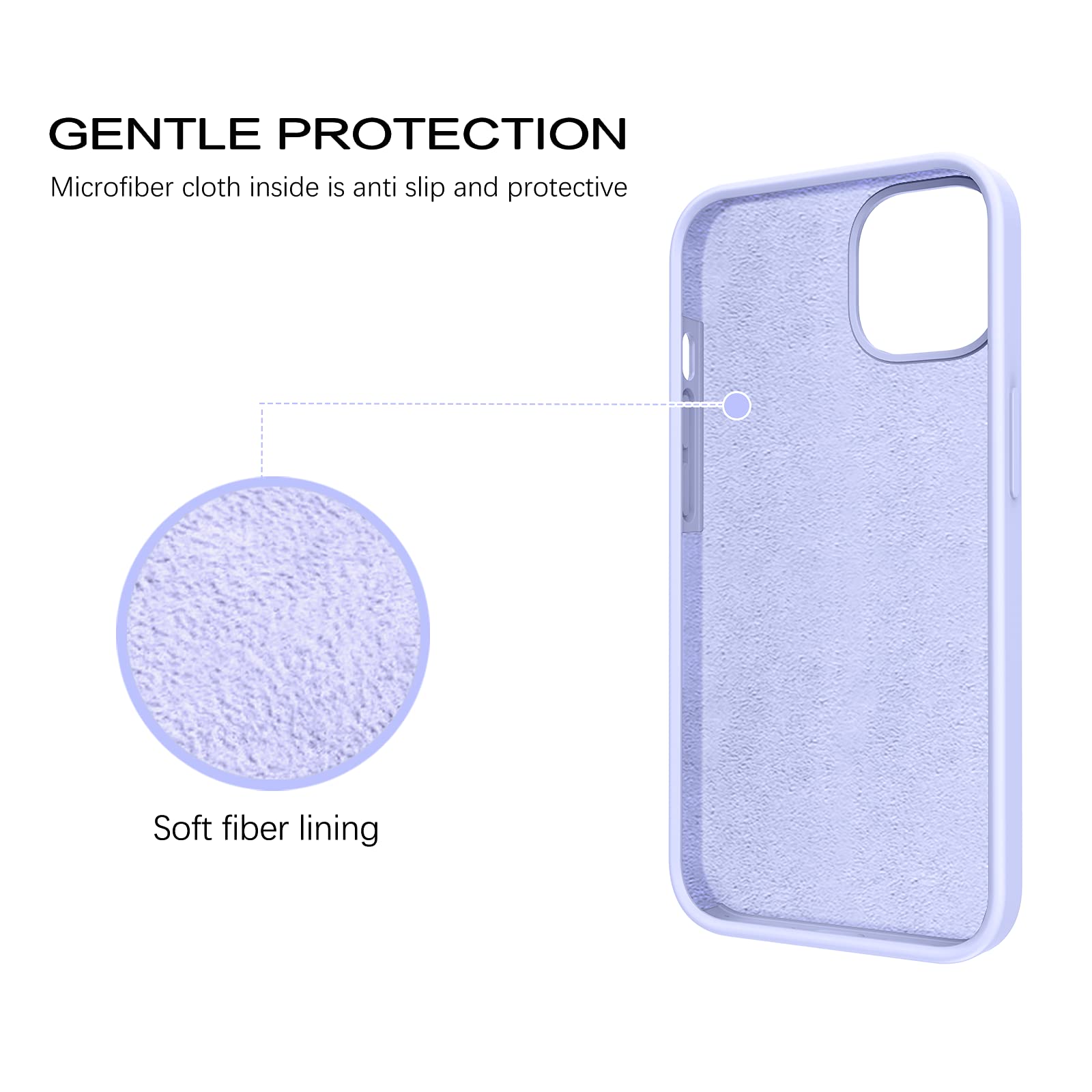 VENINGO iPhone 13 Case - Slim Liquid Silicone Protective Cover with Microfiber Lining | Shockproof & Anti-Scratch | Perfect for Everyday Use, Work & Travel | Lavender Purple for iPhone 13 6.1
