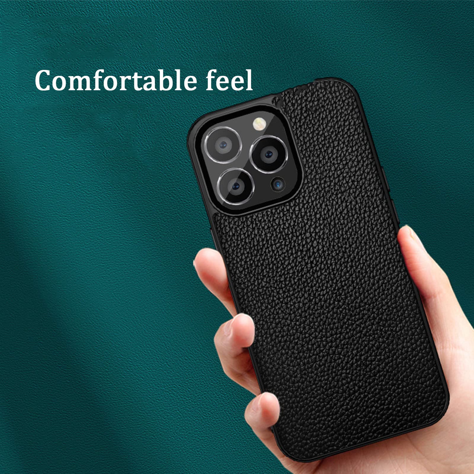 Premium Genuine Leather iPhone 14/14 Plus/14 Pro/14 Pro Max Case - Slim Fit Shockproof Business Phone Cover (Red) - Perfect for Office Professionals & Daily Protection