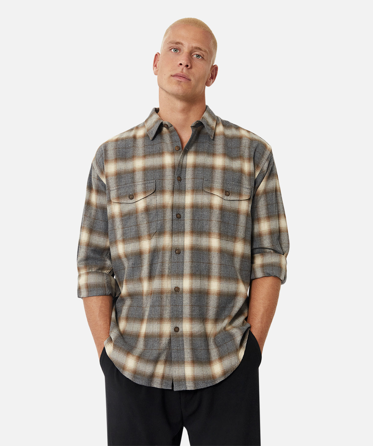 The Woburn LS Shirt - Grey Combo | Comfortable Long Sleeve Casual Shirt for Men | Perfect for Work, Travel & Outdoor Activities