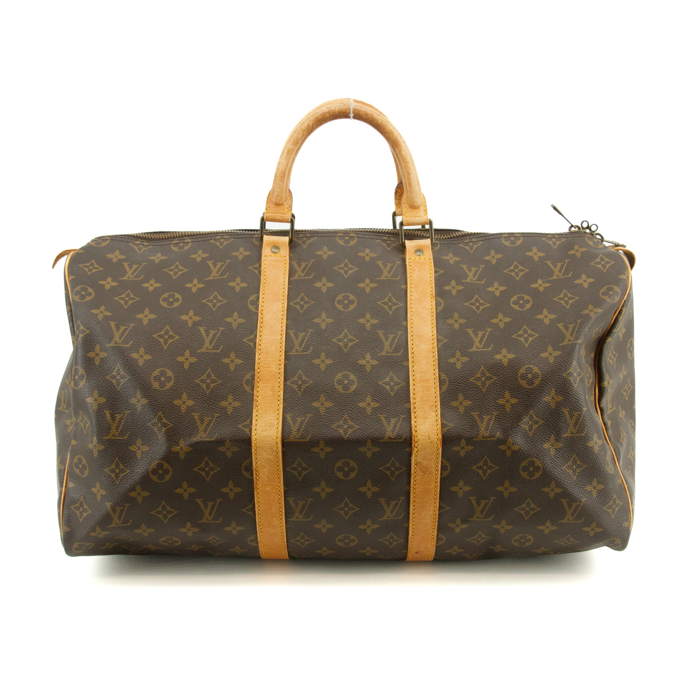 Authentic Louis Vuitton Monogram Canvas Keepall 50 Travel Bag - Brown Vintage Boston Duffle (Style #2826) | Luxury Weekend Getaway & Business Travel Carry-On