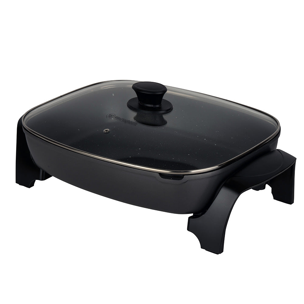 XL Non-Stick Electric Fry Pan - 12 Inch Large Skillet with Adjustable Temperature, Perfect for Frying, Searing & Cooking Breakfast - Ideal for Home, Kitchen & Camping Use
