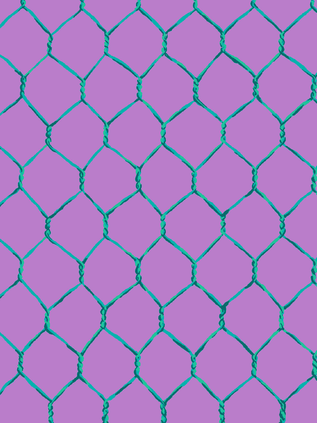 Evelyn's Chicken Wire Wallpaper by Sarah Jessica Parker - Teal on Lilac Floral Design | Peel and Stick Removable Wallpaper for Bedroom, Nursery, Home Office Decor