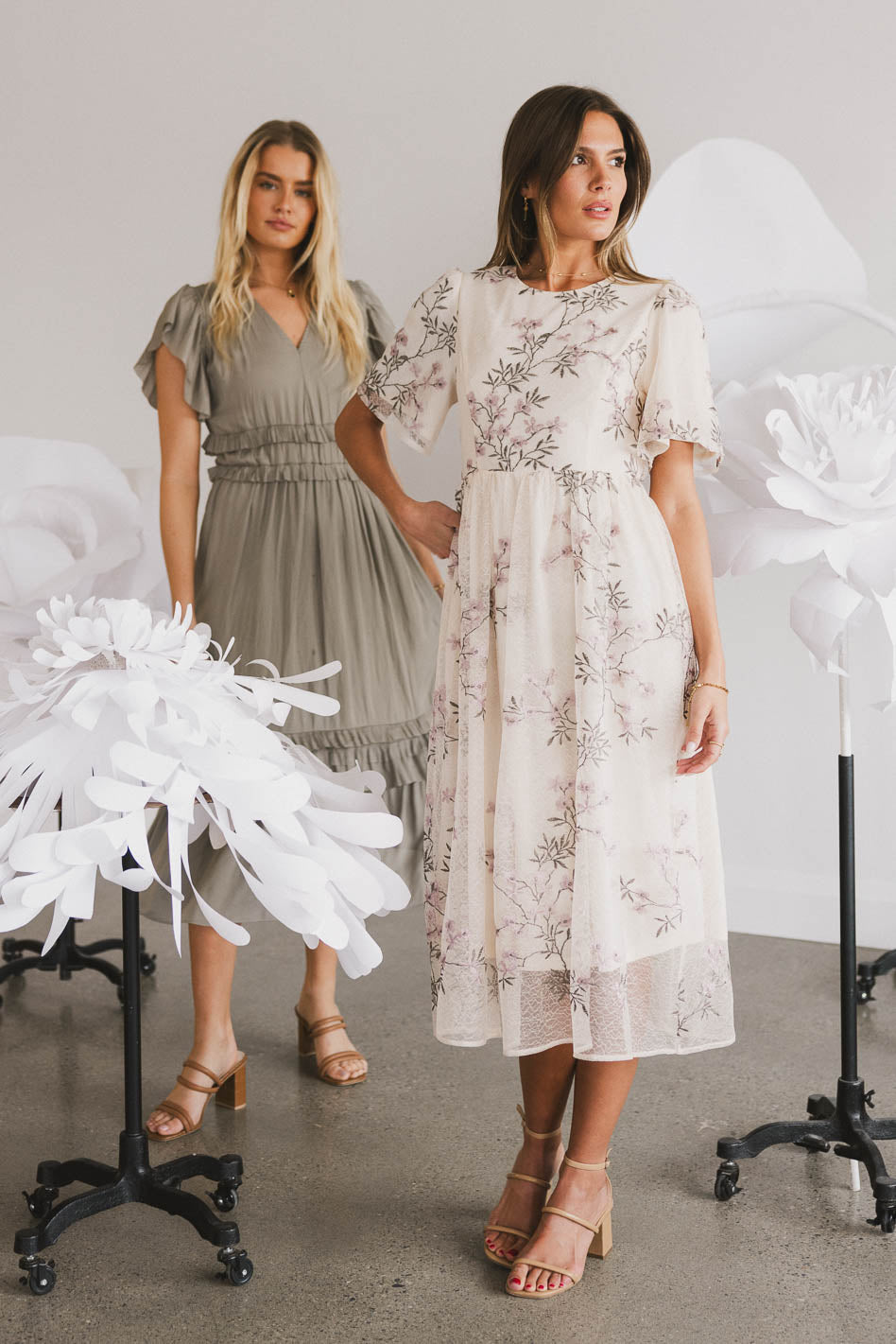 Evelise Floral Midi Dress for Women - Summer Boho Flowy Dress with Pockets - Perfect for Beach Vacations, Garden Parties & Date Nights