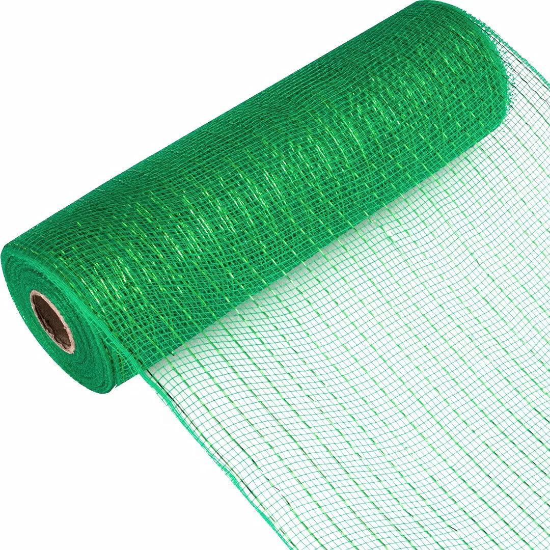 VATIN 10 Inch x 30 Feet Green Metallic Poly Mesh Ribbon - Decorative Wreath & Swag Decorations for Christmas, Holidays, Party, Wedding, Home and Craft DIY Projects