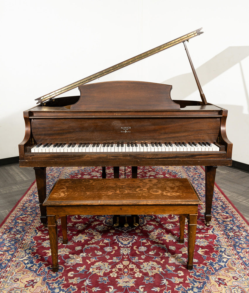 Used Aldrich 5' Grand Piano in Satin Oak Finish | Serial Number 156273 | Perfect for Home, Studio & Concert Performances
