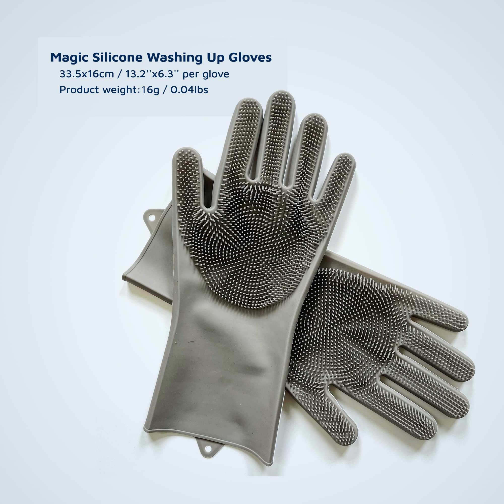 Premium Silicone Cleaning Gloves with Bristles - 33.5x16cm Dishwashing & Kitchen Gloves - Non-Rubber, Durable & Comfortable for Washing Dishes, Household Chores & Deep Cleaning - Ideal for Kitchen, Bathroom & Outdoor Use by Jean Patrique