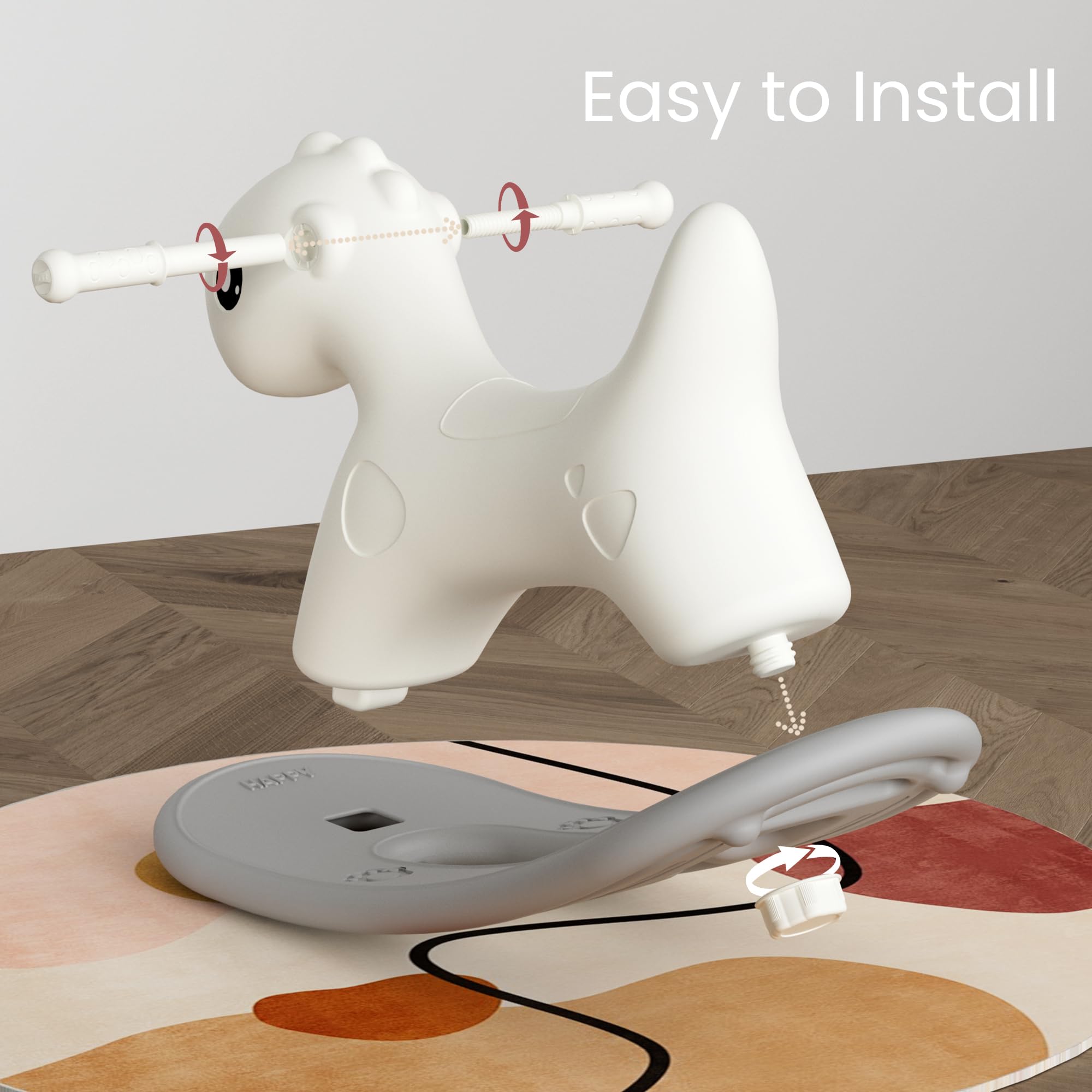 Hoopyosms Kids Plastic Rocking Horse - Fun Ride-On Toy for Toddlers Ages 1-3 | Indoor/Outdoor Rocking Toy for Boys & Girls | Perfect for Playrooms, Daycares & Backyard Playtime
