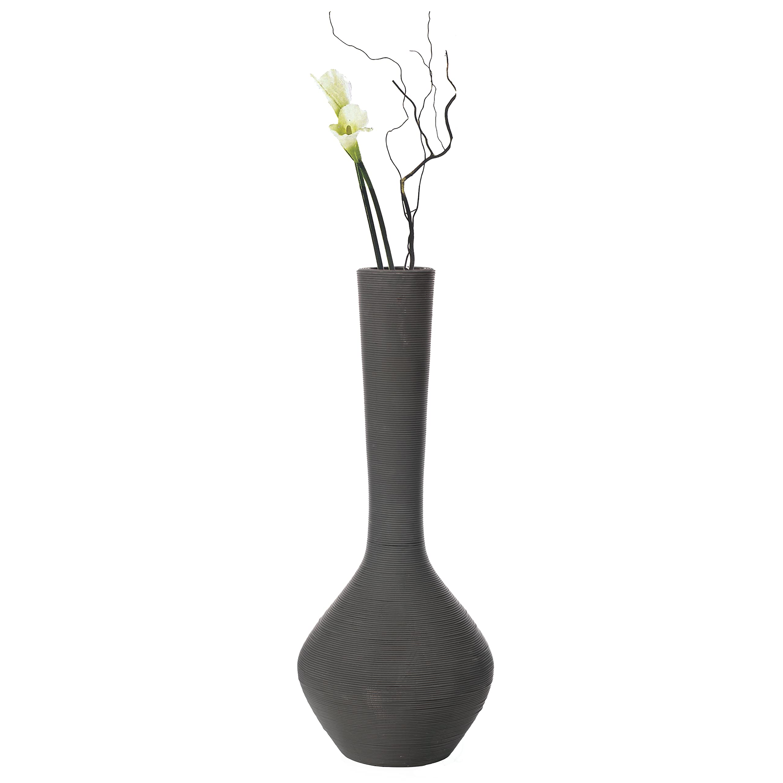 38-inch Tall Floor Vase - Modern Charcoal Grey Extra Large Trumpet Style Plastic Rope Vase | Lightweight Decorative Vase for Entryway, Dining Room, Living Room & Bedroom | Perfect for Home Decor, Wedding Centerpieces & Interior Design