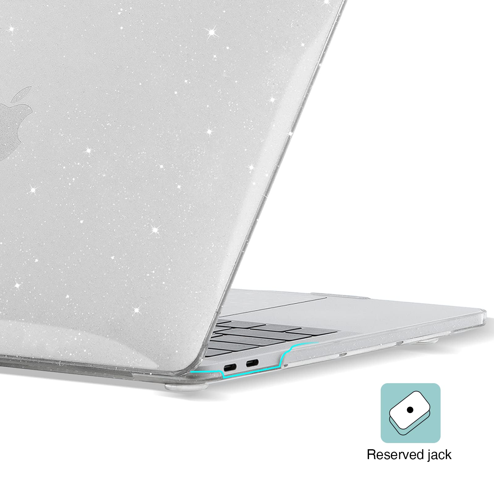 EooCoo Glitter Hard Case for MacBook Air 13 inch M1 Chip (2021-2018) with Retina Display | 13.3 inch Protective Plastic Cover + Keyboard Protector + Screen Protector | Sparkly Clear Design | Perfect for Work, School & Travel Protection