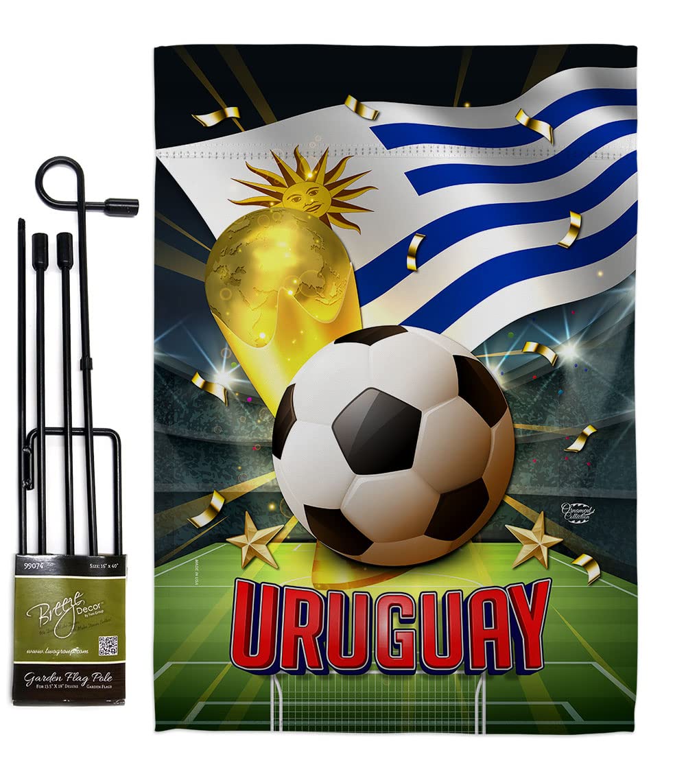 Uruguay World Cup Garden Flag Set - Double-Sided Soccer Decor for Yard & Home
