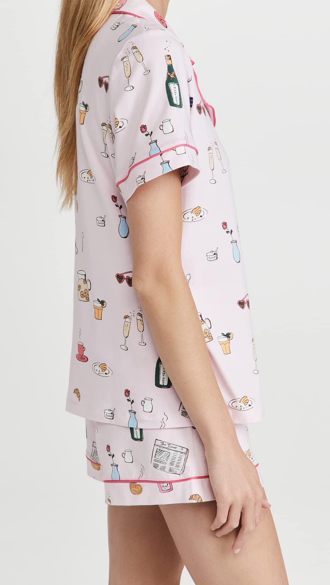 BedHead Pajamas Women's Let's Do Brunch Shorty PJ Set - Soft Cotton Sleepwear for Women, Cute Breakfast Pajama Set with Shorts & Top - Perfect for Lounging, Sleepovers & Cozy Mornings