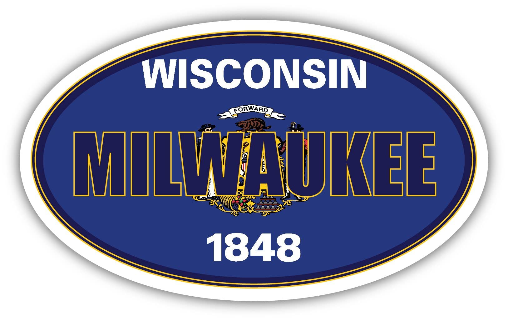 Milwaukee Wisconsin WI State Flag - 3x5 Inch Car Bumper Sticker Decal with Official Colors | Perfect for Cars, Trucks, Laptops & Home Decor