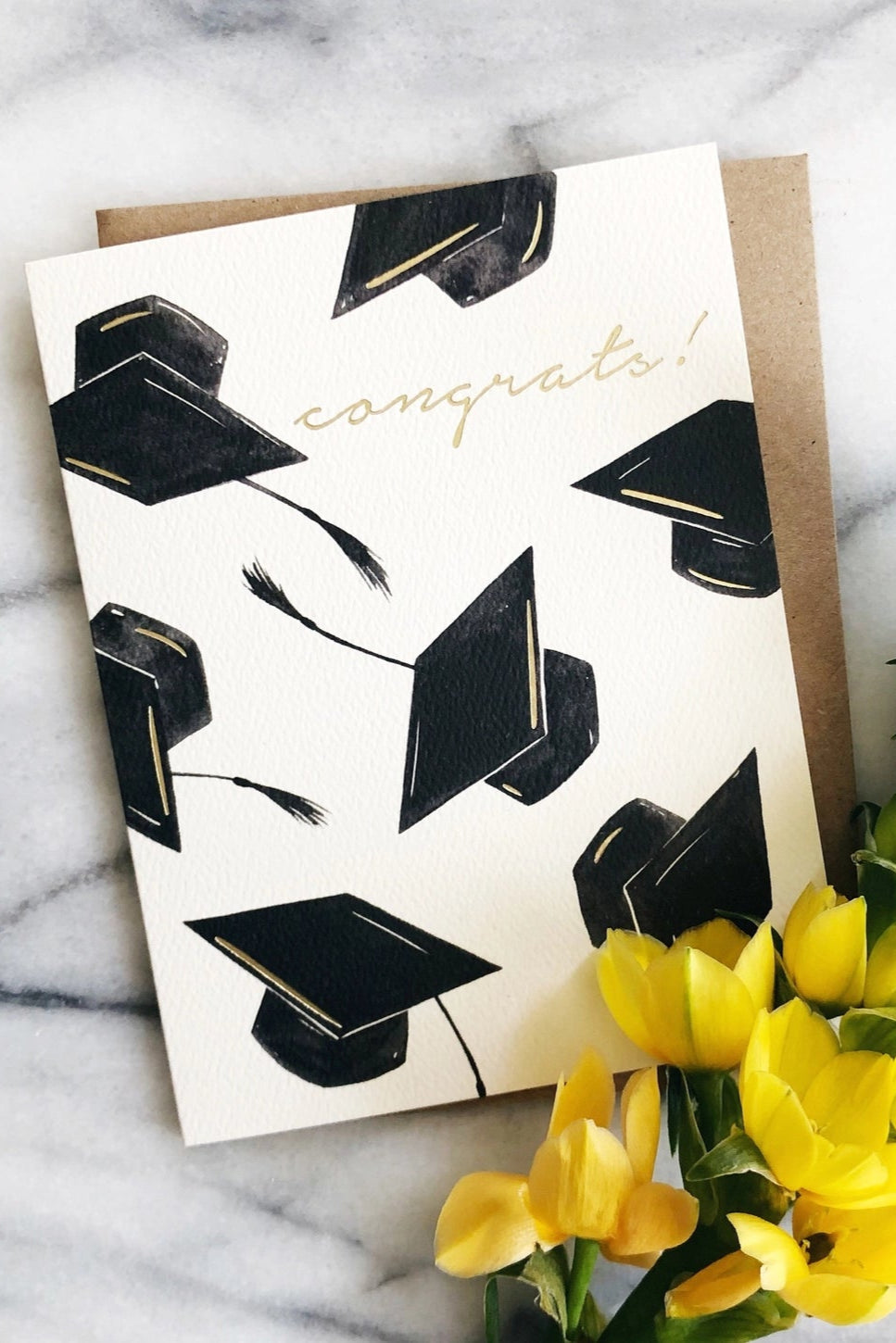 Graduation Hats Congrats Card - Perfect for Graduation Parties, Gifts & Celebrations - Bulk Pack of 50