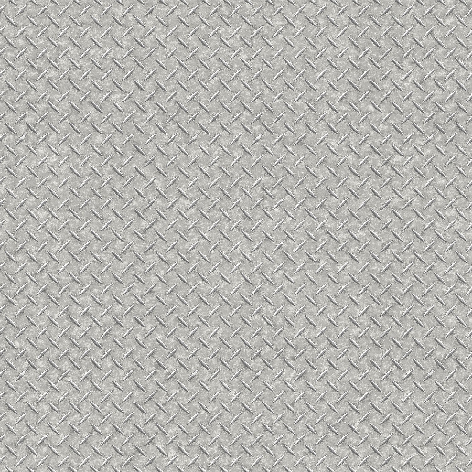 Vintage Diamond Plate Silver Grey Peel and Stick Wallpaper - Nostalgie Collection - Perfect for Accent Walls, Home Office, and DIY Home Decor Projects