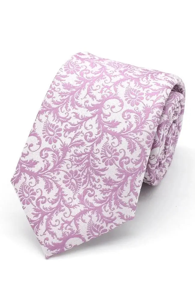 Lilac Wedding Tie and Pocket Square Set - Floral Paisley Design for Groom, Best Man & Formal Occasions - Perfect for Weddings, Prom & Special Events