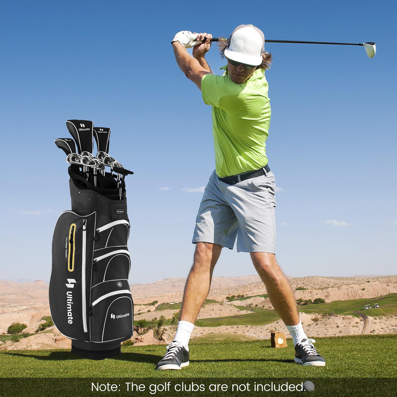 Goplus 15-Way Top Divider Golf Cart Bag with 7 Zippered Pockets, Cooler Compartment, Rain Hood & Umbrella Holder - Lightweight Golf Club Bag for Men & Women - Perfect for Golf Course, Driving Range & Tournament Play