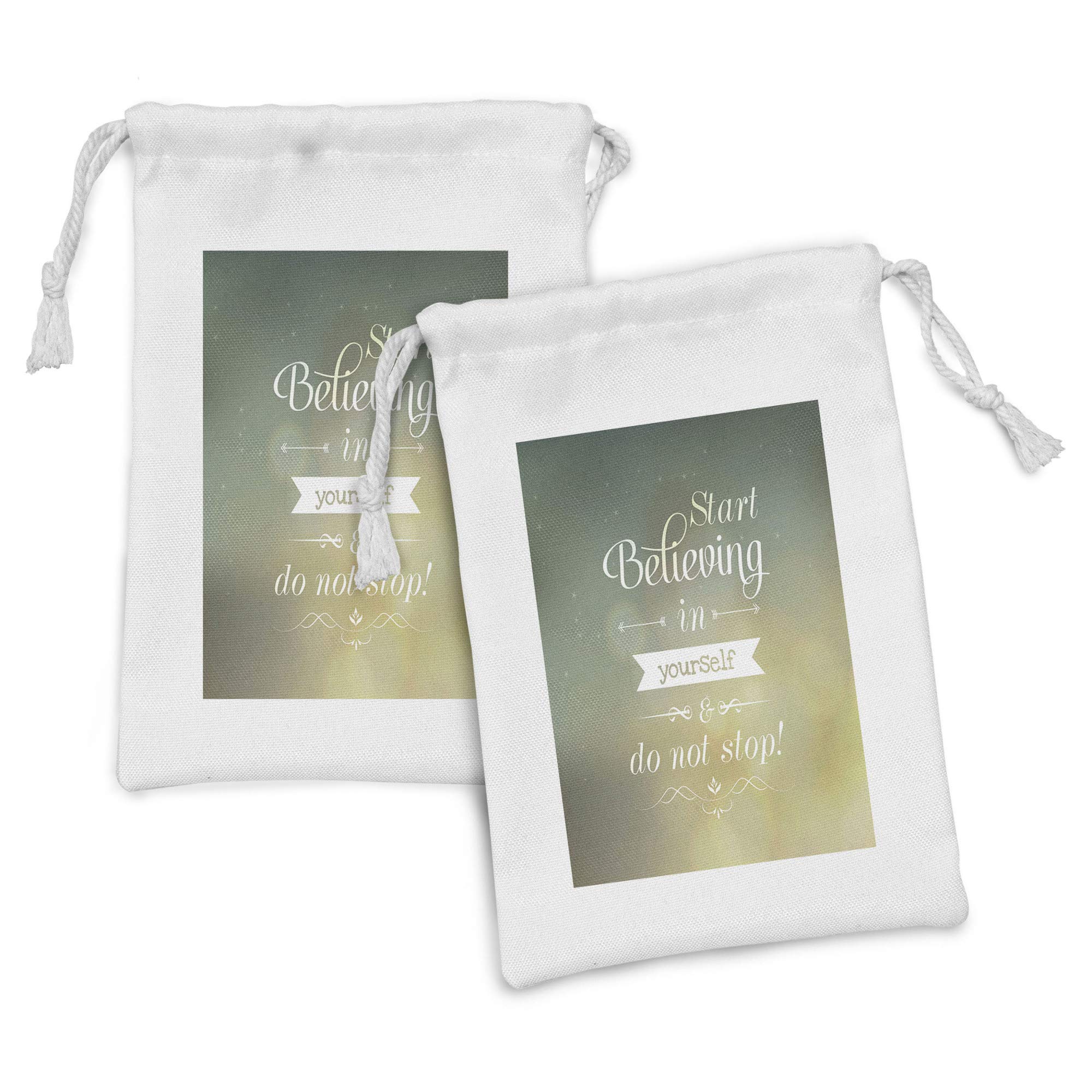 Ambesonne Inspirational Fabric Pouch Set of 2 - Motivational Quote 