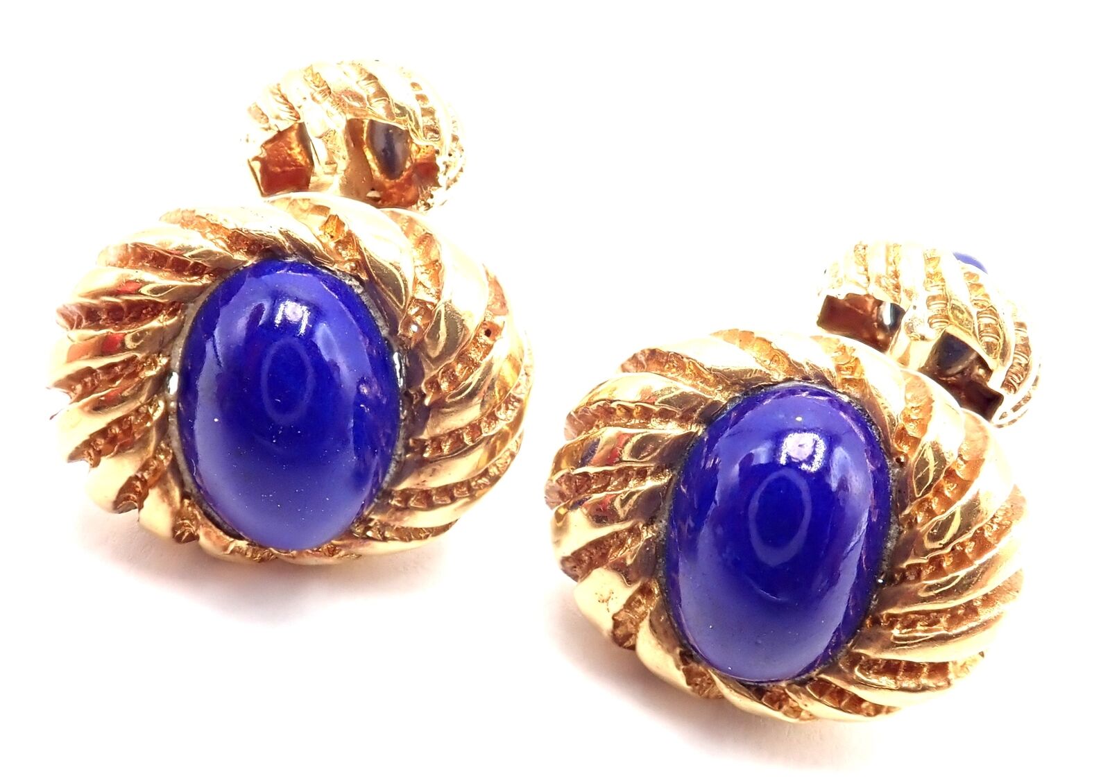 Authentic Tiffany & Co Jean Schlumberger 18k Yellow Gold Lapis Lazuli Cufflinks for Men - Luxury Gift for Weddings, Business & Formal Occasions