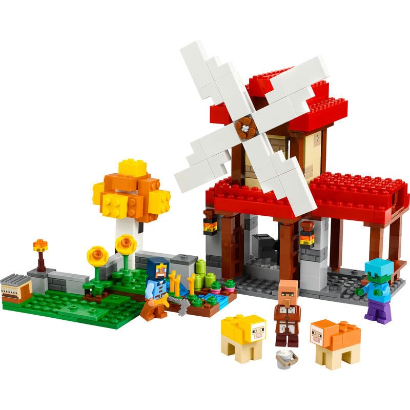 LEGO 21262 Windmill Farm & 30672 Steve with Baby Panda Set - Creative Building Toy for Kids, Perfect for Farm-Themed Play and Panda Lover Collections