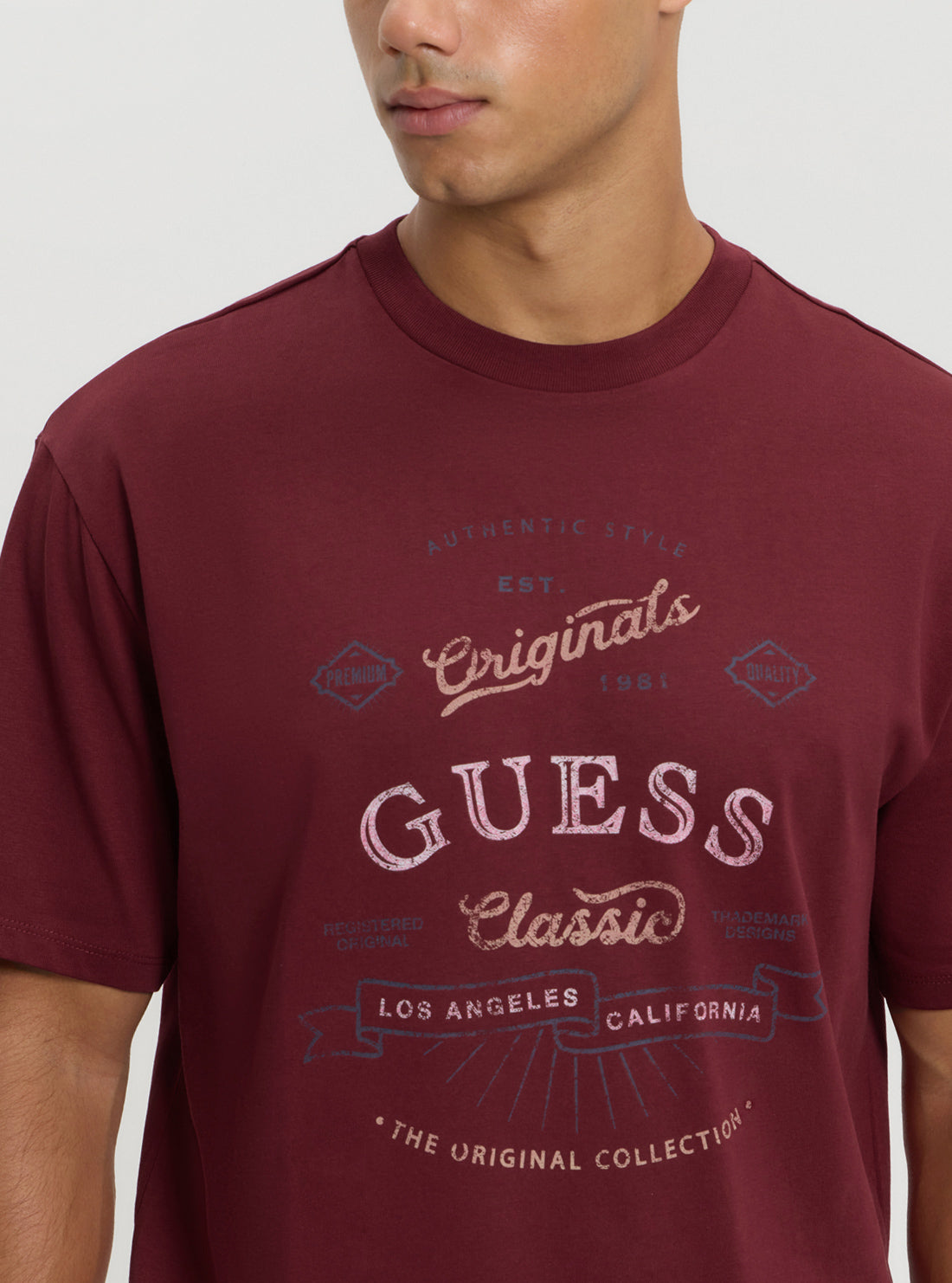 Guess Originals Red Script Logo T-Shirt for Men - Casual Cotton Tee for Everyday Wear, Street Style & Outfits