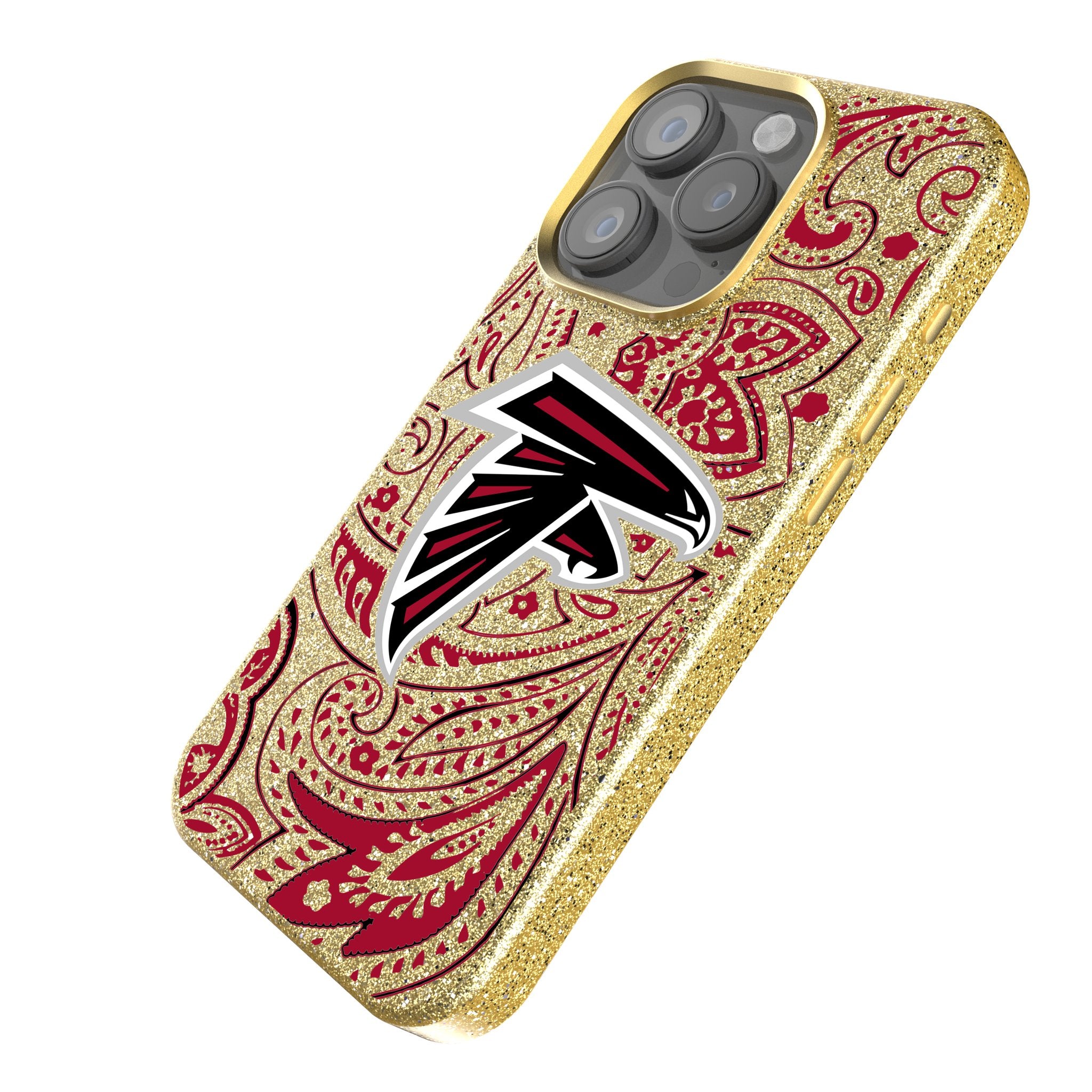 Atlanta Falcons Paisley Bling Rhinestone Phone Case for iPhone & Samsung - Stylish NFL Team Protective Cover for Football Games & Fan Events