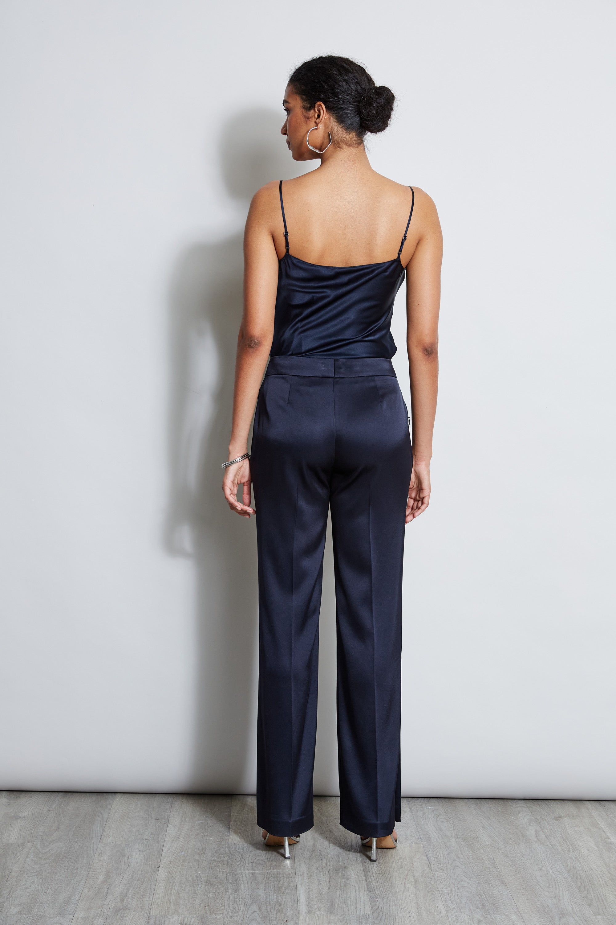 Elegant High Waist Satin Side Slit Pants for Women - Comfortable & Stylish Lounge Pants for Home, Office & Night Out
