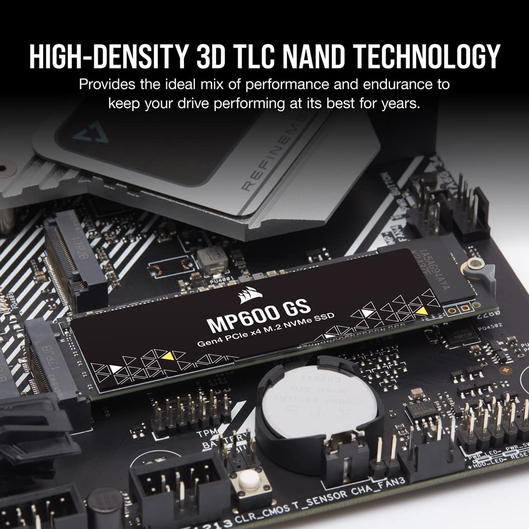 Corsair MP600 GS 1TB PCIe Gen4 x4 NVMe M.2 SSD - High-Speed Gaming SSD with 4800MB/s Read - TLC NAND - M.2 2280 - DirectStorage Ready - Compatible with PS5, Laptops & Desktop PCs - Perfect for Gaming, Video Editing & Workstations