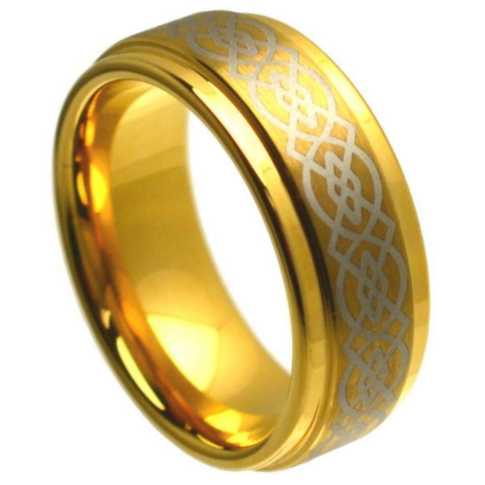 8mm Brushed Finish Yellow Gold IP Comfort Fit Tungsten Carbide Ring for Men – Durable Wedding Band, Anniversary Gift for Him, Ideal for Daily Wear & Special Occasions