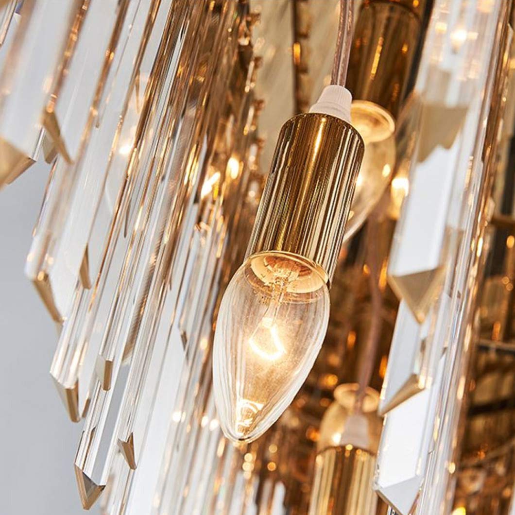 Modern Crystal LED Chandelier - 80cm Round Gold Stainless Steel Ceiling Light Fixture for Dining Room, Living Room & Bedroom | Energy Efficient Hanging Pendant Lamp | Elegant Home Lighting Decor