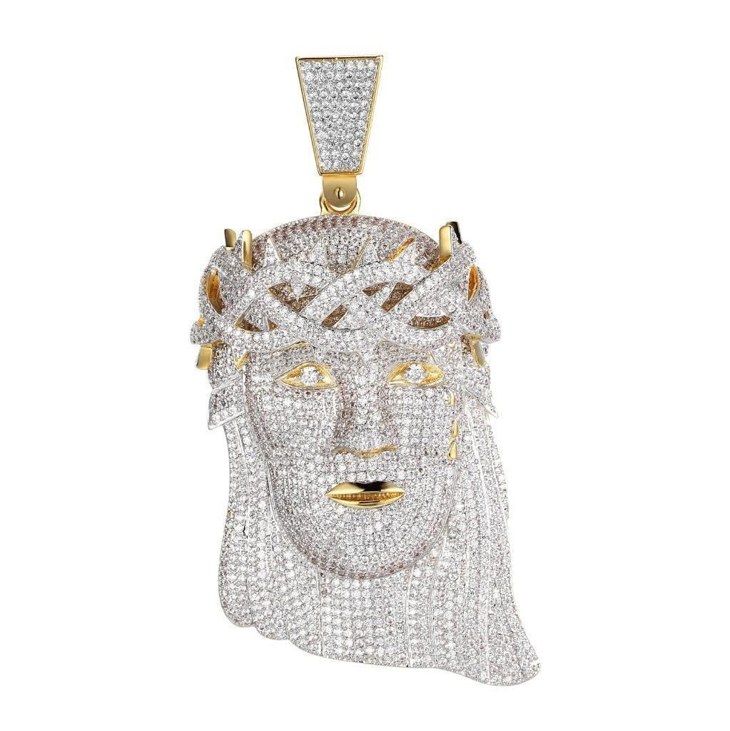 Hip Hop Jesus Piece Pendant for Men - 4.0 Inch Gold Finish Simulated Diamond Necklace - Perfect for Streetwear, Rap Fashion & Urban Jewelry Collection