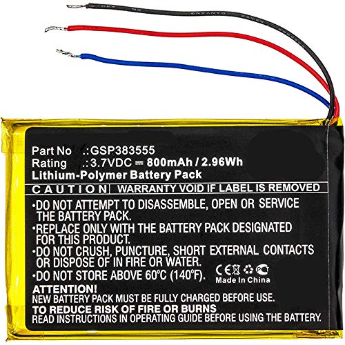 Synergy Digital Replacement Battery for JBL GSP383555 Speaker - 3.7V Li-Polymer 800mAh - Perfect for Outdoor Parties, Travel & Home Audio Systems