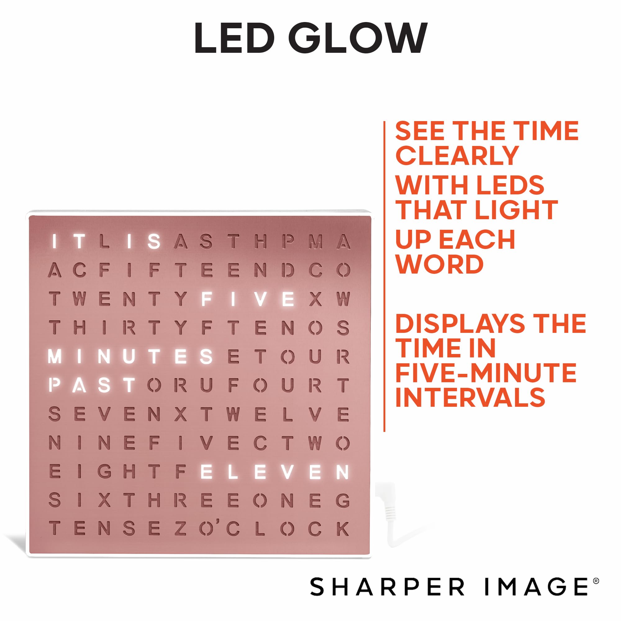 Sharper Image® LED Light-Up Word Clock - Modern 7.75
