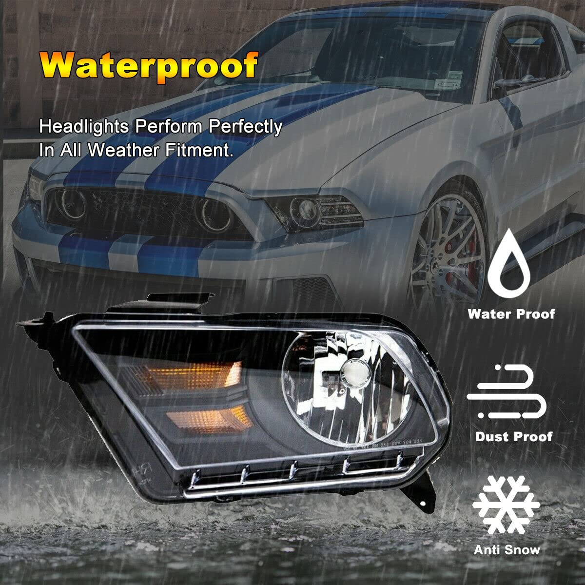 ROXX LED Headlight Assembly Compatible with 2015-2017 Ford Mustang - Full LED Projector DRL Headlights with High/Low Beam - Perfect for Night Driving & Car Upgrades