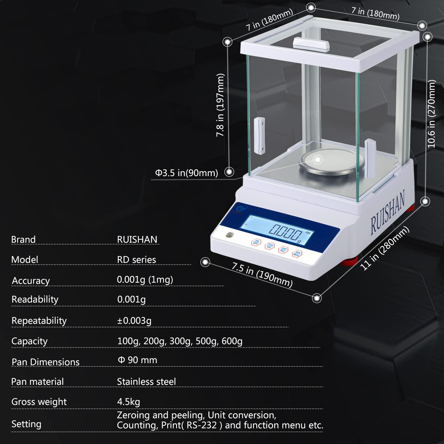 0.001g Precision Electronic Balance Scale - 1mg to 200g High Accuracy Scientific Lab Scale with LCD Display & RS232 Interface | Perfect for Jewelry Weighing, Pharmacy Measurements, School Labs & Chemical Analysis