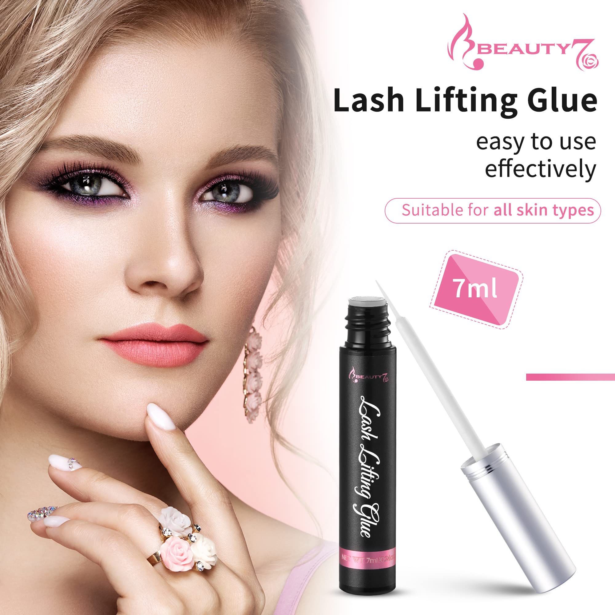 Beauty7 Professional Lash Lifting Adhesive Glue - Strong Hold Semi-Permanent Eyelash Perm Kit for Lifting & Curling - Perfect for Salon, Home Use & DIY Lash Extensions